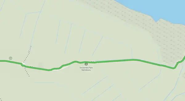 Mapa szlaku w Słowińskim Parku Narodowym. Trasa prowadzi do punktu widokowego, oferując kluki atrakcje.